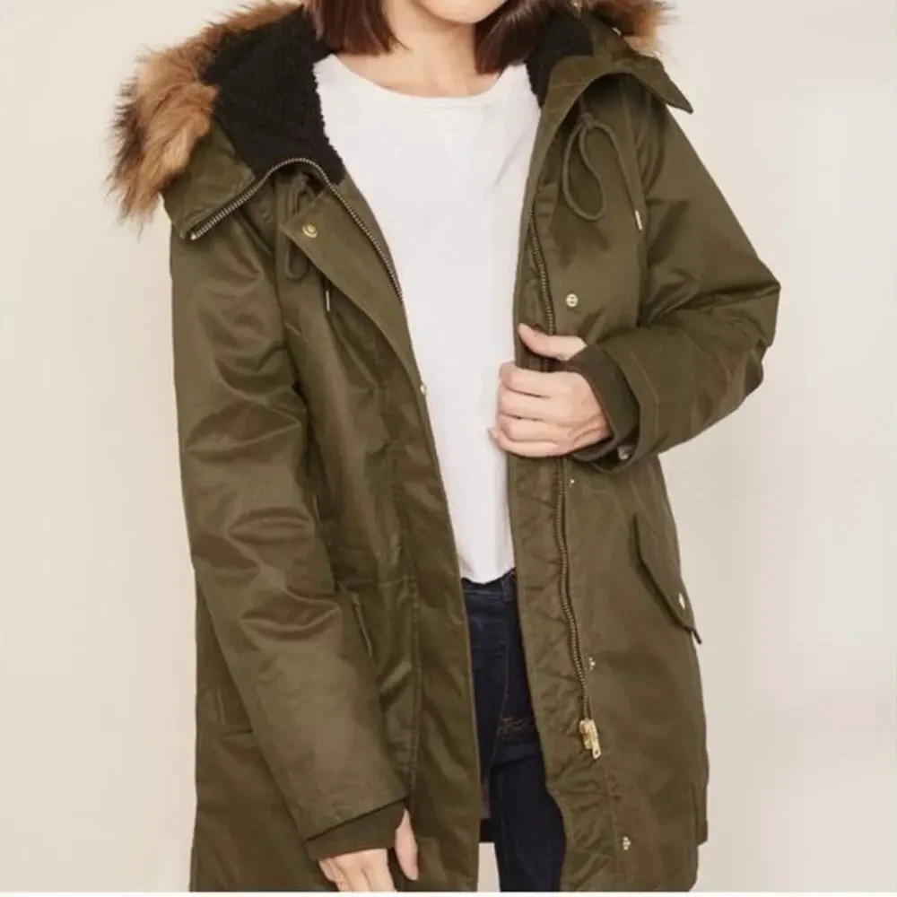 J Crew Size XS Perfect Parka Coat Eco Friendly Primaloft Green FLAW - Picture 1 of 8